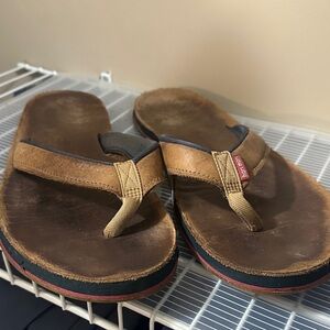 Hari Mari Brown Leather Flip Flops 12US